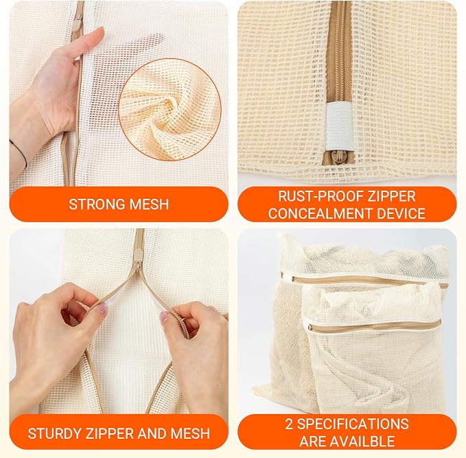 6Pcs Organic Cotton Mesh Laundry Bags - Image 4