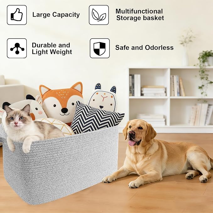 96L Woven Laundry Basket with Handles, Extra Blanket Basket - Image 7