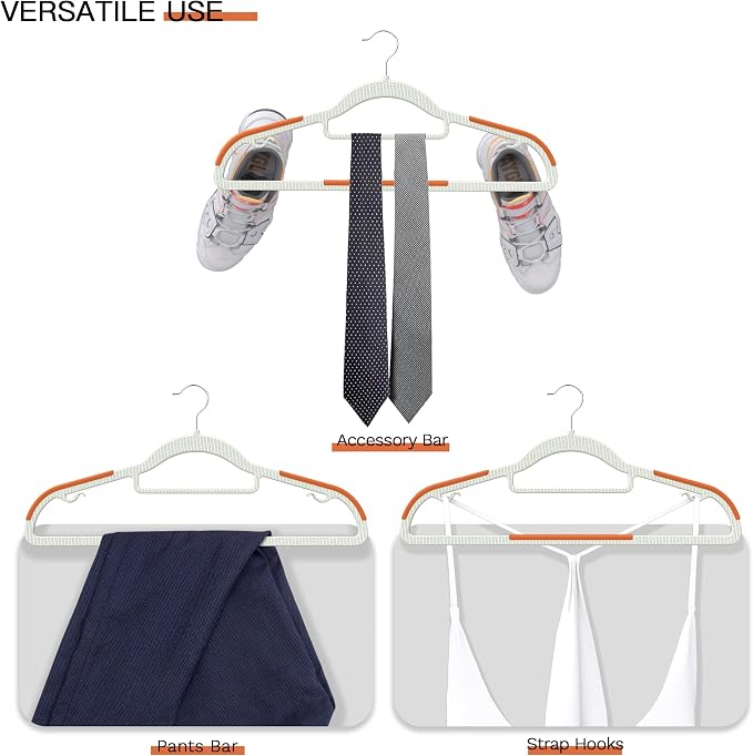 60 Pack Heavy Duty Plastic Hangers, Non Slip Clothes Hangers - Image 6