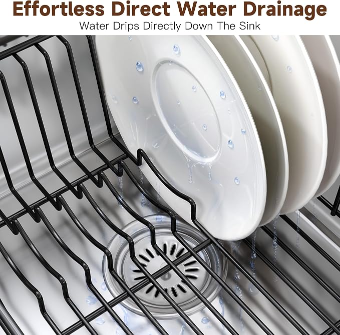JASIWAY in Sink Dish Drying Rack, Stainless Steel Small Black Dish Drainer | - Image 6