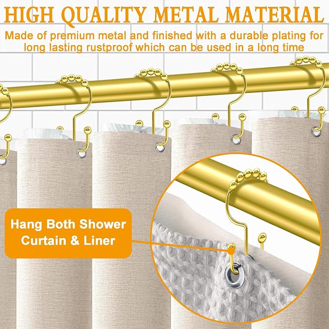 Shower Curtain Hooks, Free Sliding Double Shower Hooks - Image 2