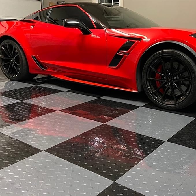 FlooringInc's Nitro 12"x12" Snap-Together Garage Flooring Tiles, Non-Slip Interlocking Plastic Floor Mat, Coin Pattern, Harley Orange, 24 Tiles, 24 Sq/Ft