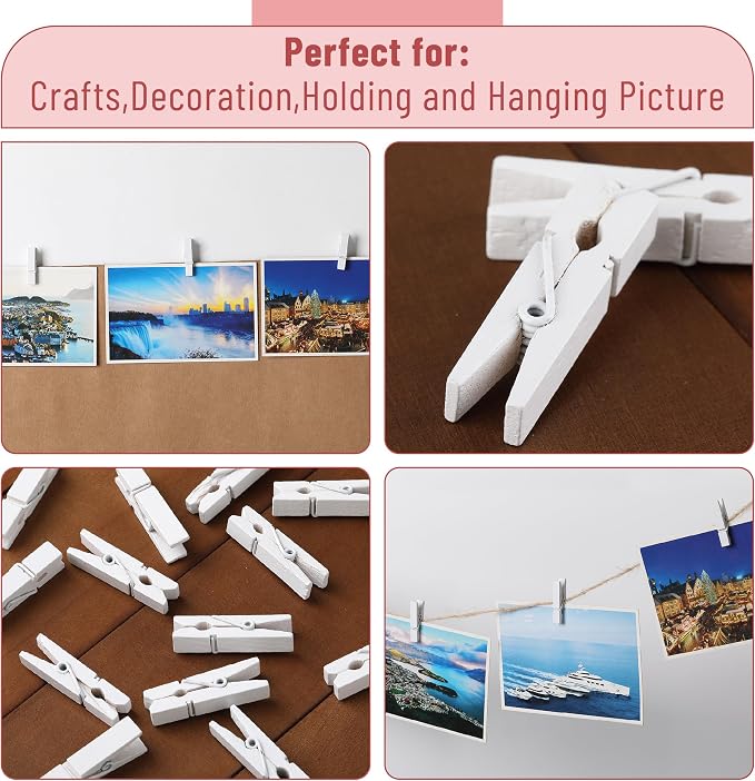 Mr. Pen- Mini Wooden Clothes Pins, 1.4 Inch, 132 Pack, Natural Wood Clips - Image 5