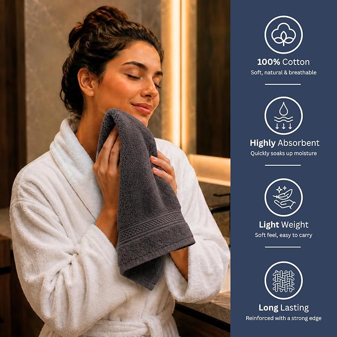 Bulk 72-Pack Premium Commercial Hand Towels, 600 GSM, Designed - Image 5