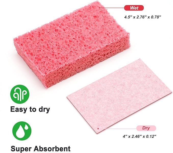 ARCLIBER 12 Pack Cellulose Scrub Sponges Non-Scratch Heavy Duty Kitchen | - Image 3