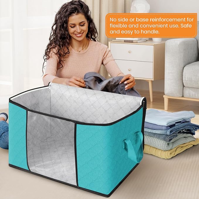 90L Clothes Storage, Foldable Thick Fabric Blanket Storage Bags | Foldable - Image 3