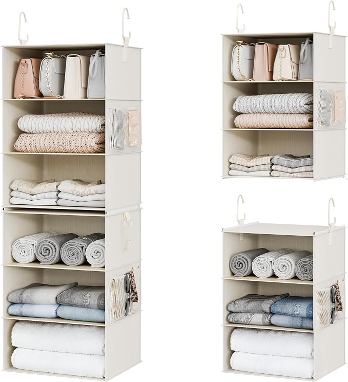 StorageWorks 6-Shelf Jumbo Closet Organizers, Two 3-Shelf Separable Hanging by StorageWorks