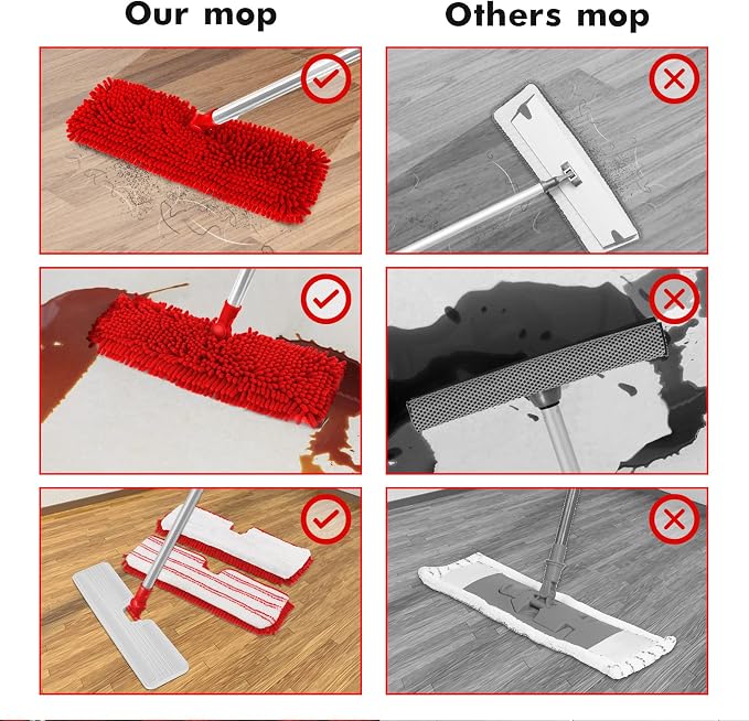 Two Sided Dust Mop for Floor Cleaning, 360°Microfiber Mop - Image 2