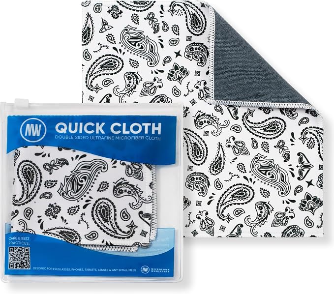 Microfiber Wholesale Quick Cloth Glasses Cleaning Cloths 8x8 Paisley White | by MicrofiberWholesale