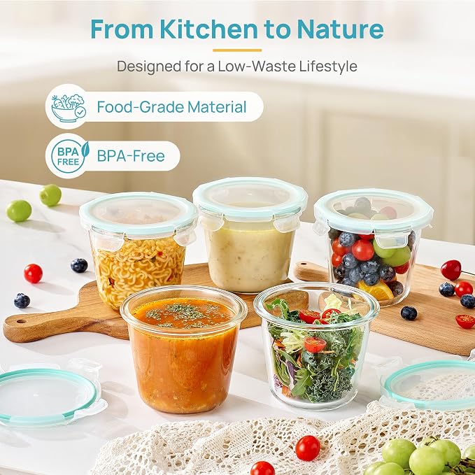 Vtopmart 5 Pack 3 Cup Glass Soup Container Set - Image 4