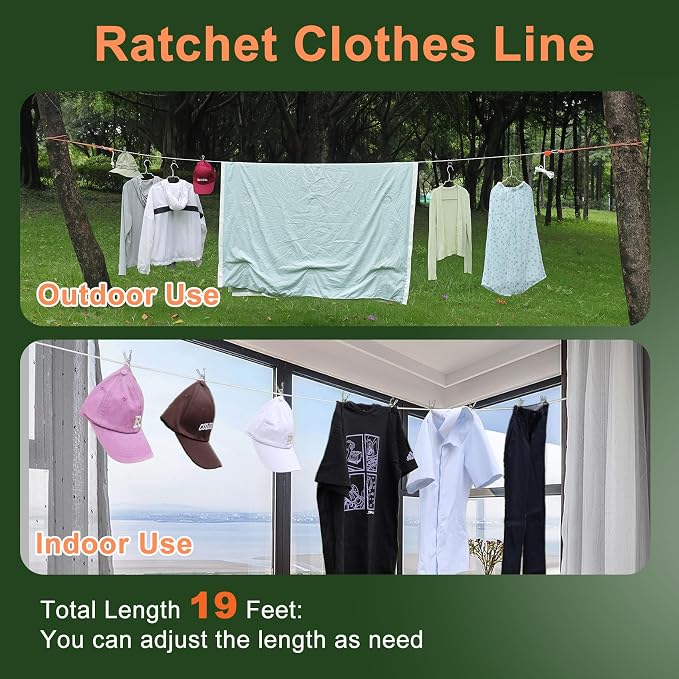 Vigorport Retractable Travel Clothesline, Dual Pulley Clothes Laundry Line - Image 6
