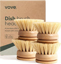 Bamboo Dish Brush Replacement Heads 4-Pack, Refill Heads by Vove