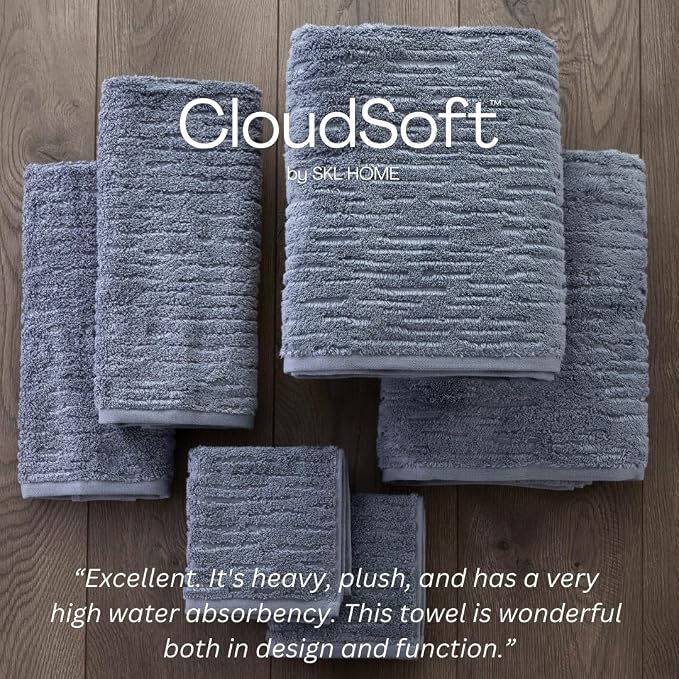 SKL Home CloudSoft Bath Towel, 100% Cotton Luxury, Smoke Blue | Premium - Image 5