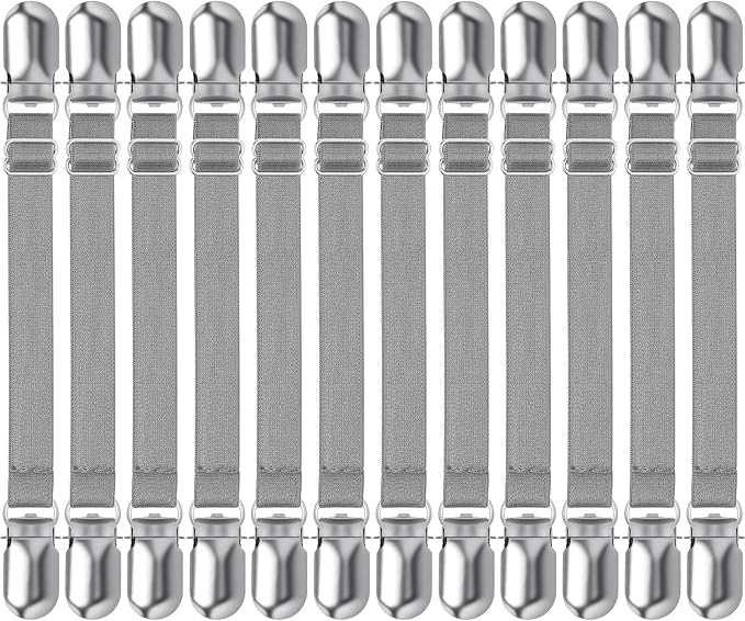 Boao 12 Pcs Bedsheet Strap Elastic Clip, 8-12 Inch Length | Sturdy Metal Clips by Boao