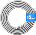 Refrigerator water line - 15 FT Premium Stainless Steel Braided Ice Maker Water Hose,Food grade PEX Inner Tube Fridge Water Line with 1/4" Fittings for Refrigerator Ice Maker