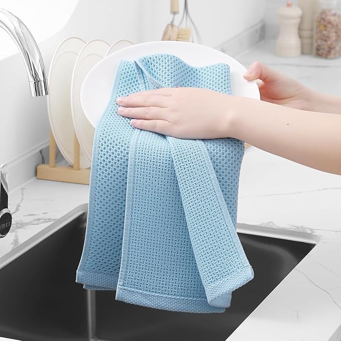 Homaxy 100% Cotton Waffle Weave Kitchen Dish Towels 6-Pack, Sky Blue | 13 x 28 - Image 4