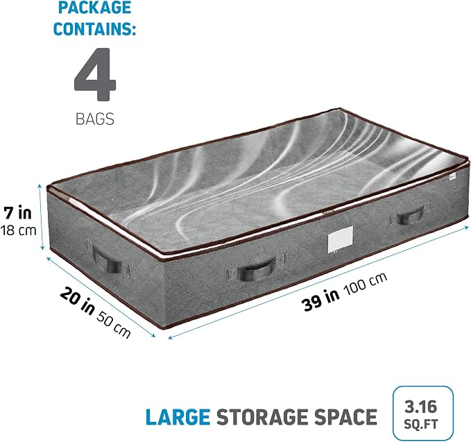 ZOBER Under Bed Storage Bags, Underbed Storage Containers, 90L 4-Pack | - Image 2