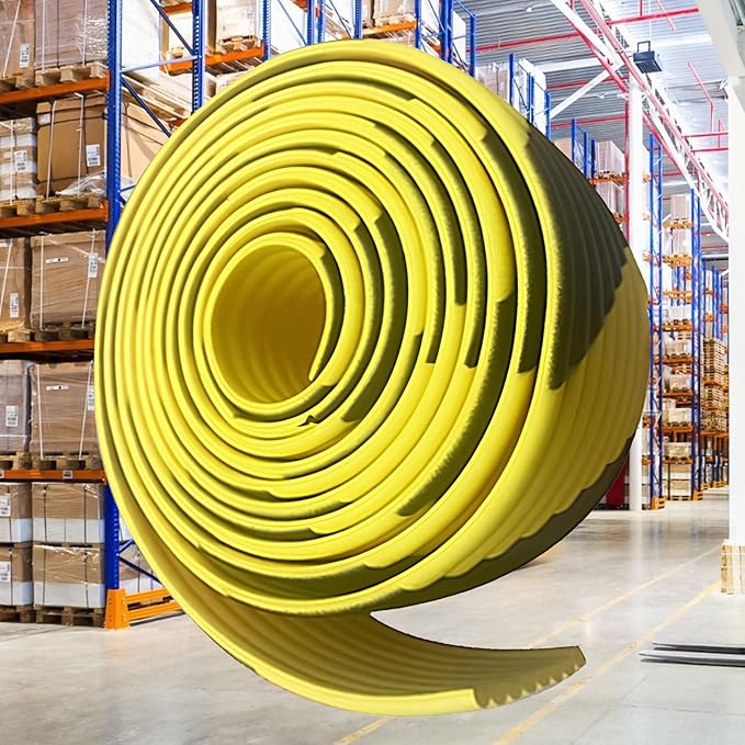 Heavy Duty Wall & Corner Guards 5m Corrugated Self-Adhesive NBR Rubber Protection with Yellow/Black Stripes for Parking Columns & Garage Safety(5PCS,8 cm)