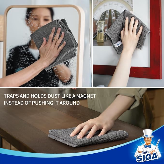 MR.SIGA Waffle Pattern Microfiber Cleaning Cloths, 6 Pack - Image 5