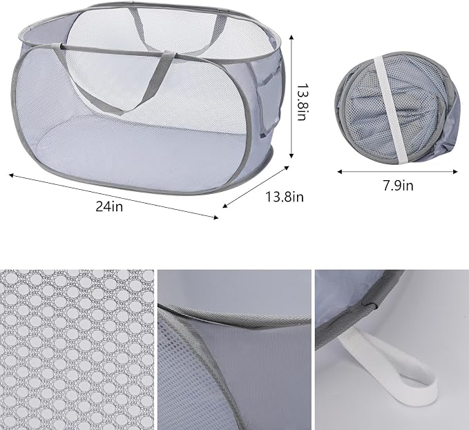 4 Pcs Pop Up Laundry Hamper 4 Colors Collapsible Horizontal Baskets - Image 2
