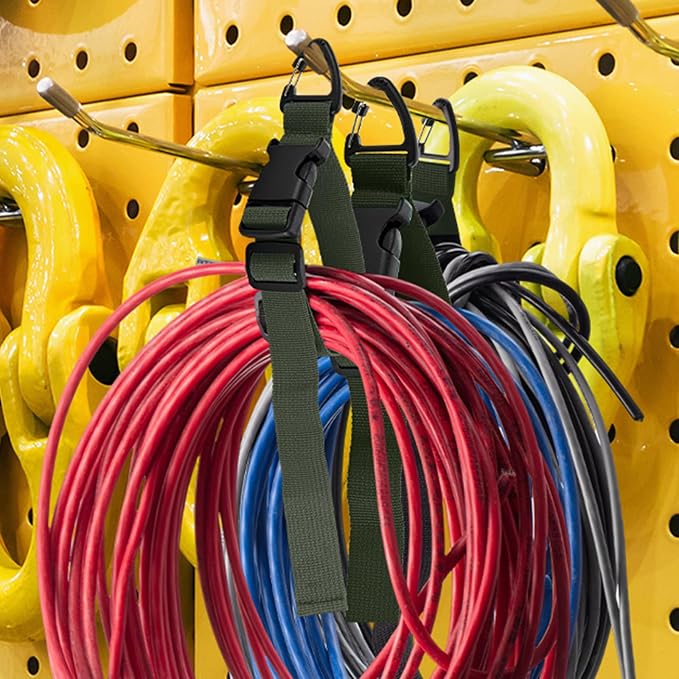 6 Pack Adjustable Extension Cord Holder Straps, Dark Green | 17 In Extension - Image 4