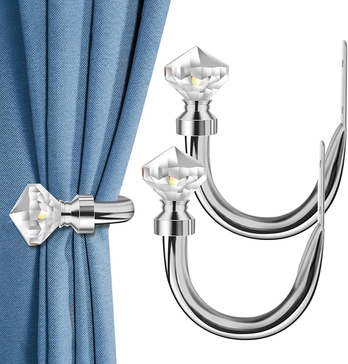 HIKMLK Crystal Curtain Holdbacks 2pcs, Metal Curtain Tieback Pull Back by HIKMLK