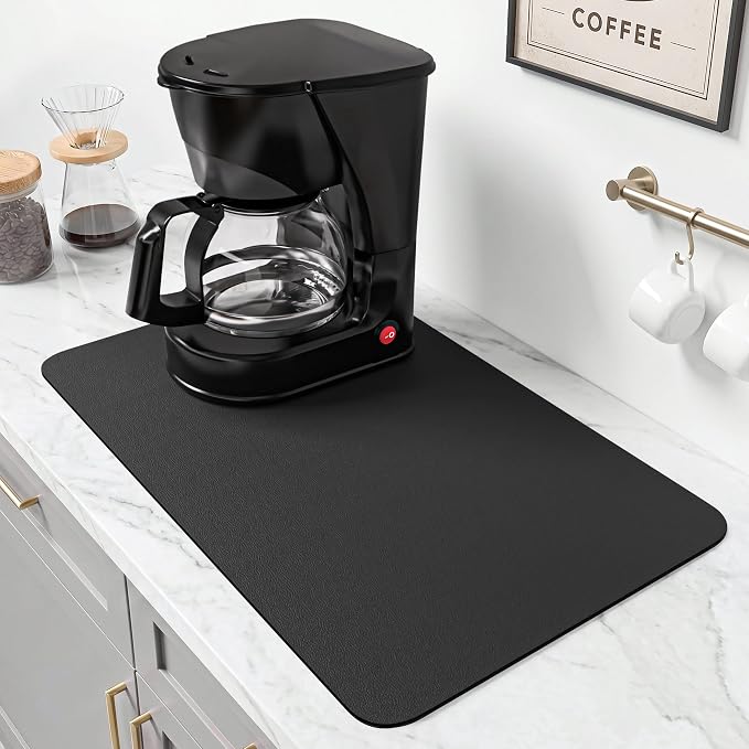 PoYang 17x12 Inch Coffee Mat, Small Dish Drying Mat, Stain-Hiding, Non-Slip & by PoYang