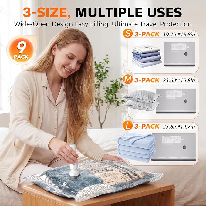 9 Combo Size Vacuum Storage Bags - Image 2