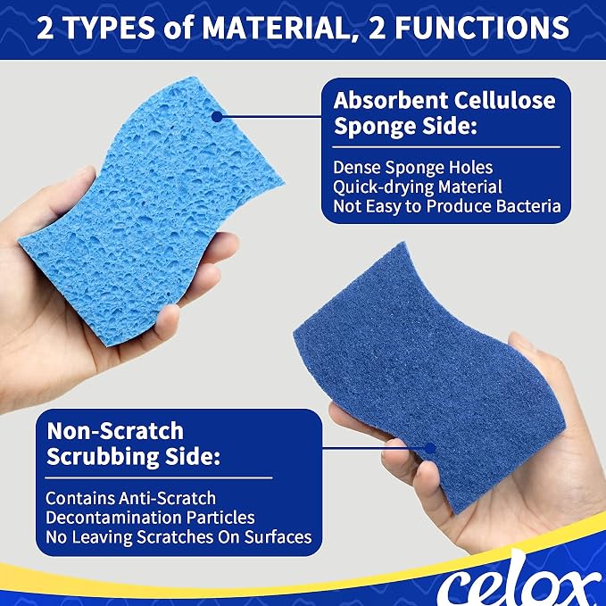 CELOX 12 Pack Non-Scratch Dish Sponge, Dual Sided Kitchen Sponges - Image 2