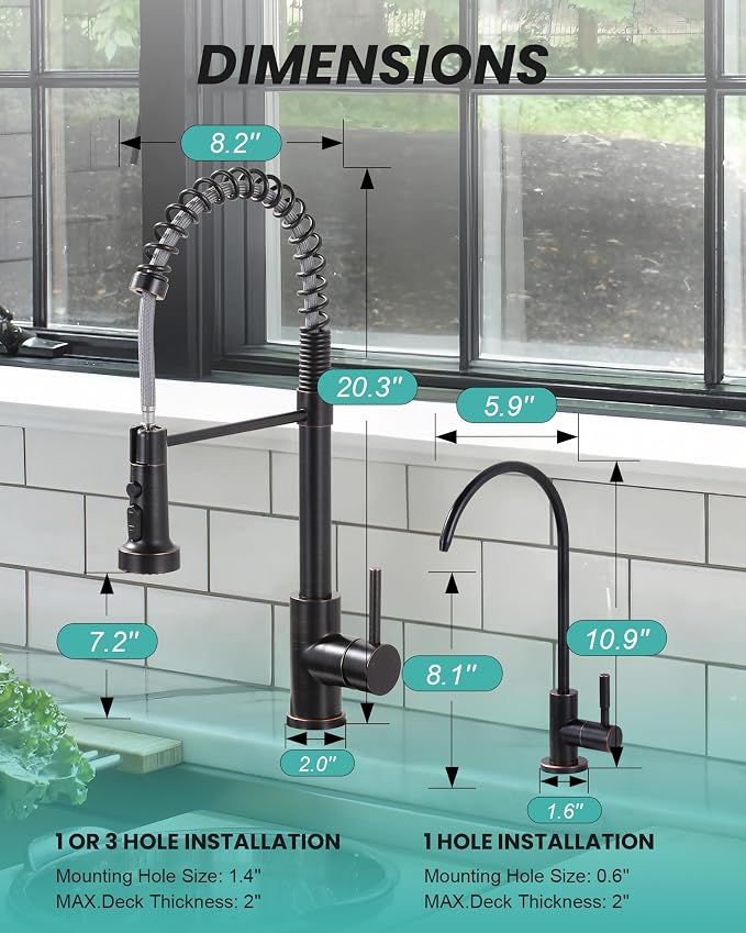 Kitchen Faucet and Water Filter Faucet: Stainless Steel Kitchen Sink Faucet - Image 7