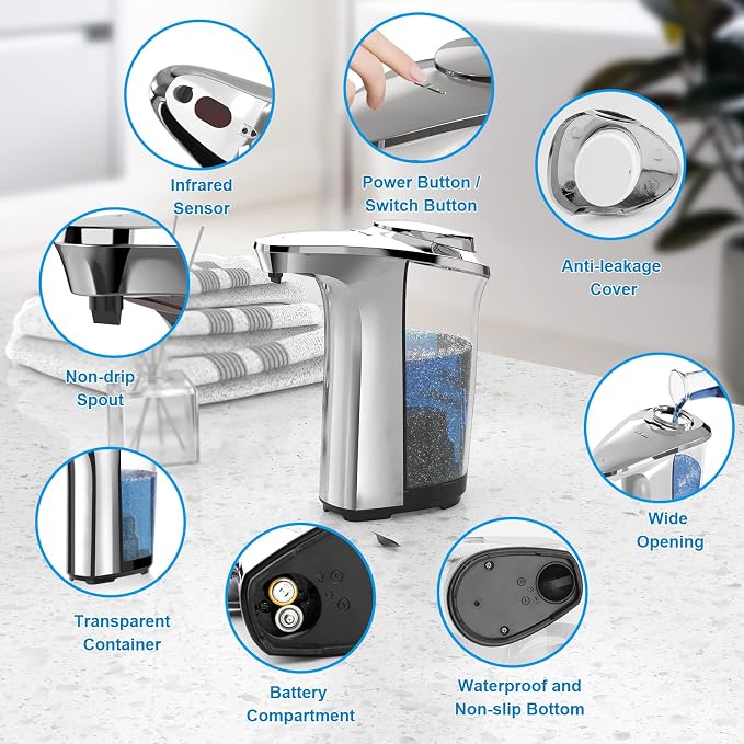Automatic Soap Dispenser, 17oz Touchless Liquid Dish Soap Dispenser Kitchen | - Image 6