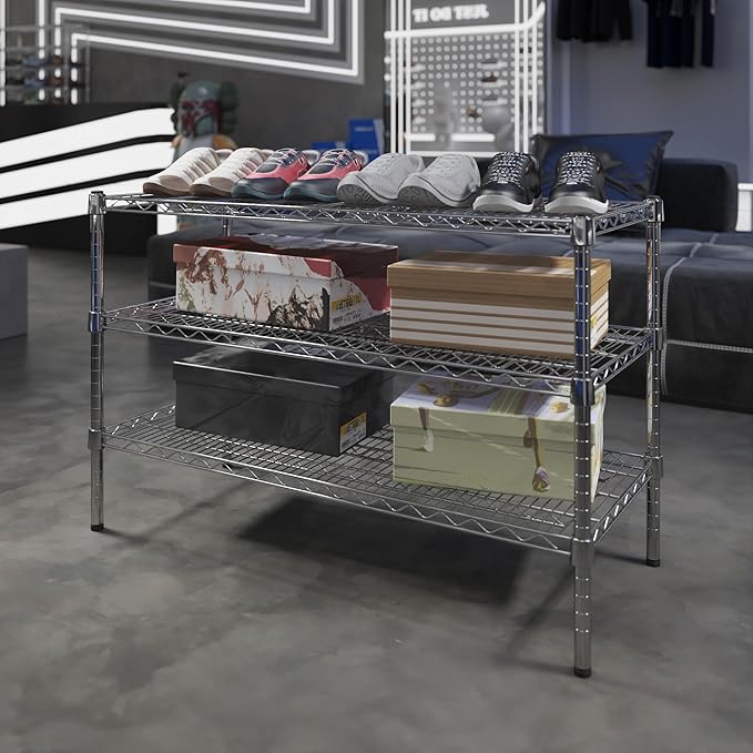 18" Deep x 42" Wide x 27" Height Wire Shelving Kit | 3-Tier | NSF Commercial Storage Rack Unit