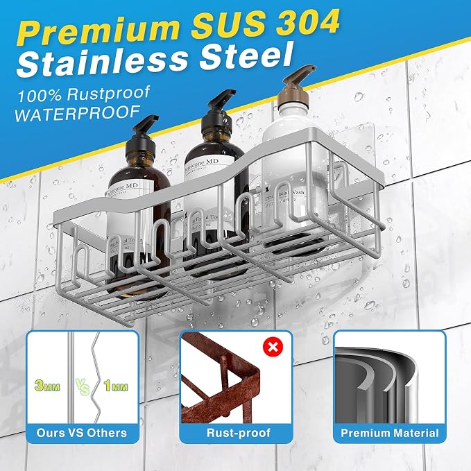 Shower Caddy 5 Pack, Adhesive Shower Organizer - Image 5
