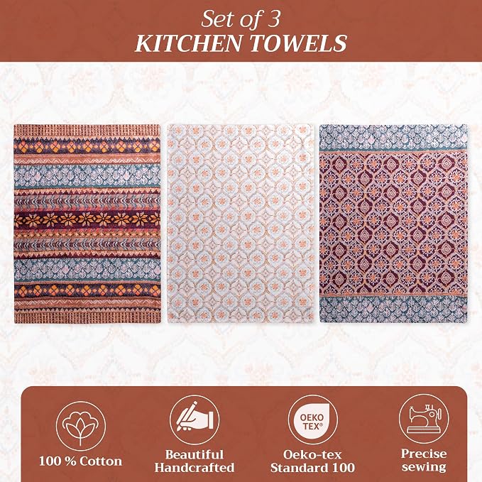 Maison d' Hermine Kitchen Towels Set of 3 Reusable 100% Cotton 27.50" x 20" - Image 2