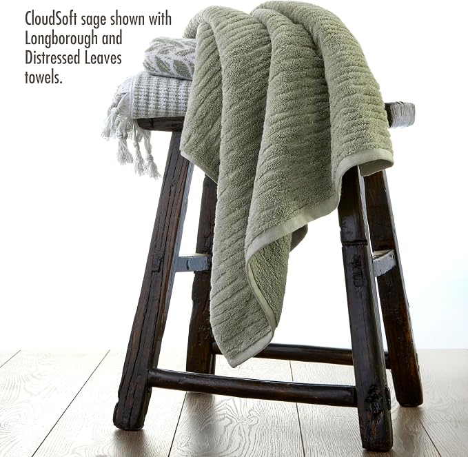 SKL Home CloudSoft Hand Towel Set, 100% Cotton Luxury, Sage | Premium spa-level - Image 3