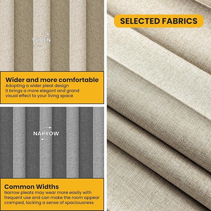 100% Blackout Curtains for Sliding Glass Doors, Extra Wide Curtains for Patio Sliding Door, Room Divider Curtains(Beige, W180 x L84, 1 Pack)