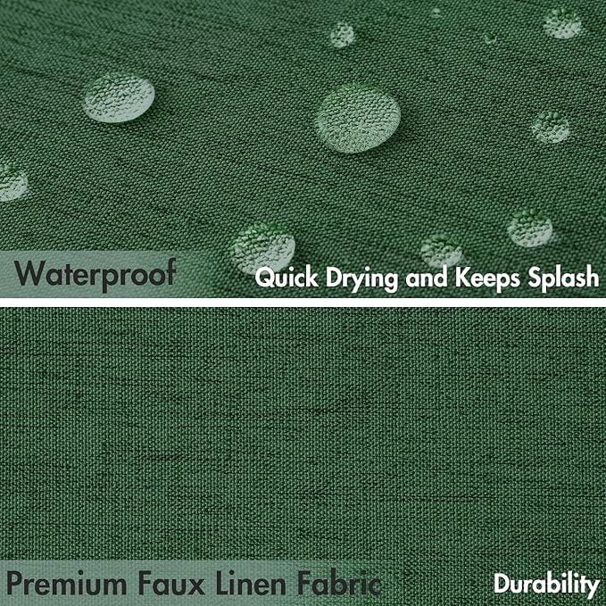 MIULEE Dark Green Scalloped Linen Shower Curtain 72x72 Inches - Image 4