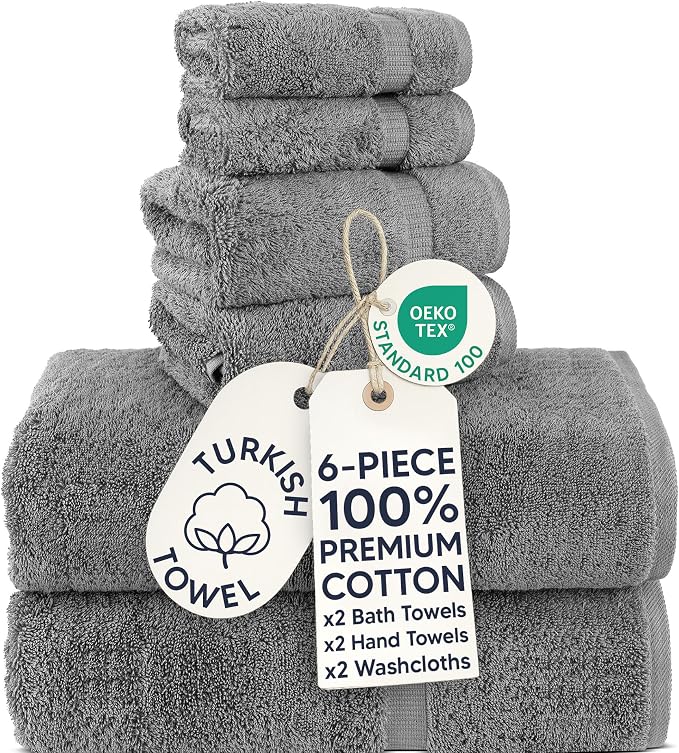 Chakir Turkish Linens 100% Cotton 6-Piece Towel Set, Oeko-Tex Certified: 2 Bath by ChakirTurkishLinens