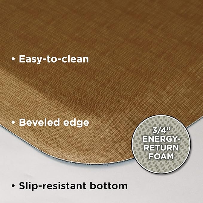 GelPro Elite Premier Anti-Fatigue Kitchen Comfort Floor Mat, 20x72”, Linen Khaki Stain Resistant Surface with Therapeutic Gel and Energy-Return Foam for Health and Wellness