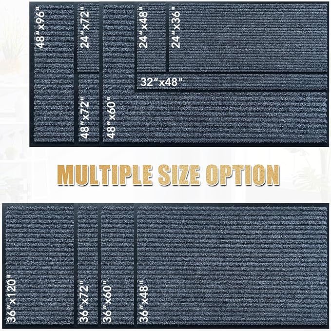 Front Door Mat,3'x6'Indoor Outdoor Door Mat,Heavy Duty Durable Welcome,Commercial Floor Mats Inside Outside Entrance, Waterproof All-Season, All-Weather Non Slip Backing Doormat for Entryway,Dark Gray