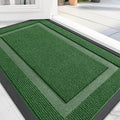 OLANLY Front Door Mat Indoor Outdoor Entrance, Waterproof All-Season, All-Weather Doormat, Sturdy Natural Rubber, Fade Resistant, Low Profile, Easy Clean Patio Porch Entryway Mat, 59x40, Green