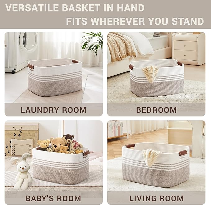 72L Large Woven Laundry Basket Hamper - Image 4