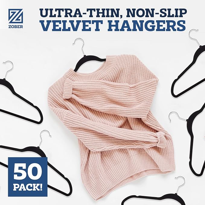 ZOBER Black Velvet Hangers 50 Pack - Image 2