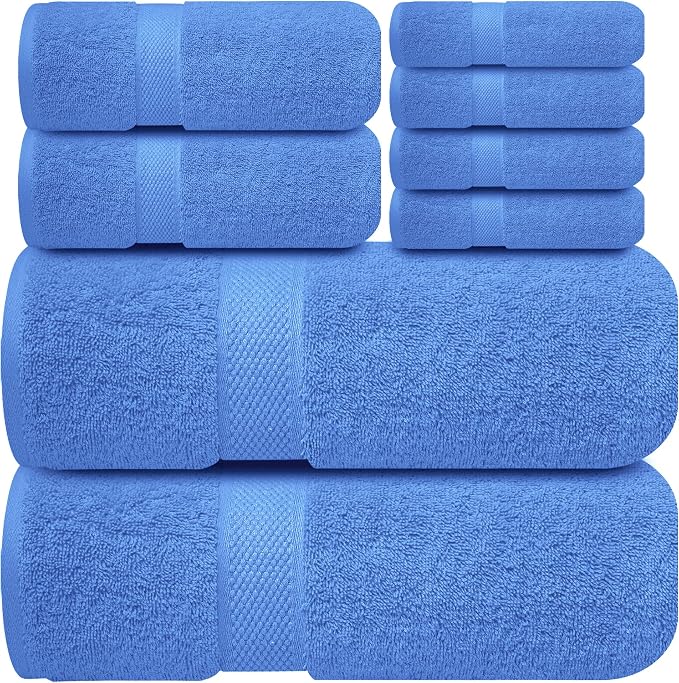 Infinitee Xclusives 100% Cotton Bath Towel Set – 8 Piece Bathroom Towel Set | – by InfiniteeXclusives