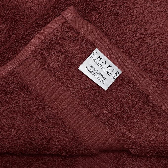 Chakir Turkish Linens 100% Cotton 4-Pack Hand Towels 16x30, Cranberry | Premium - Image 3
