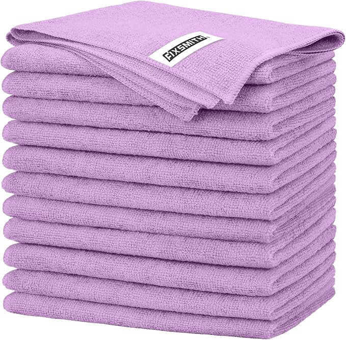 FIXSMITH Purple Microfiber Cleaning Cloth -Pack of 12, Highly Absorbent by FIXSMITH