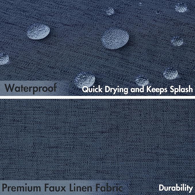 MIULEE 72"x84" Extra Long Scalloped Linen Shower Curtain Navy - Image 4
