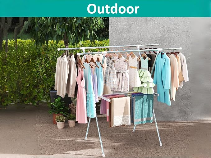 Foldable Clothes Drying Rack 63 Inch Stainless Steel, Heavy Duty Space Saving - Image 5