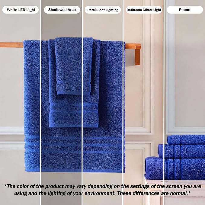 Hawmam Linen Royal Blue 6 Piece Bath Towels Set - Image 3