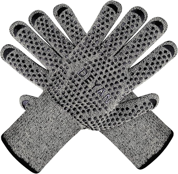 BBQ Grill Gloves, 1472℉ Heat Resistant Oven Gloves, High Temp Resistance Fireproof Glove, Kitchen Hotproof Cooking Mitts for Grilling, Smoking, Baking, Frying